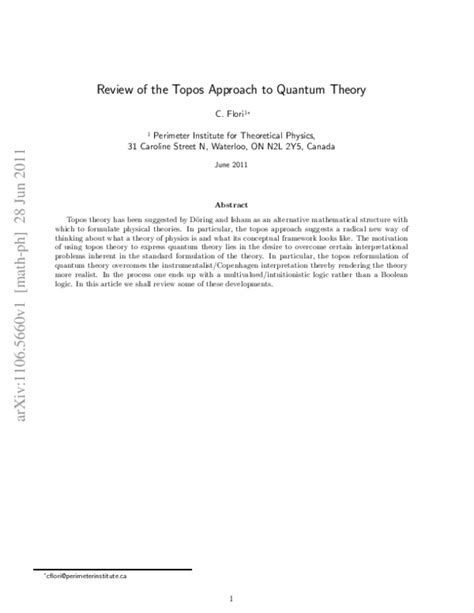 [1106.5660] Review of the Topos Approach to Quantum Theory